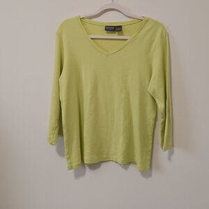 Additions By Chico's Women's Long Sleeve V Neck  Light Green Top Shirt Size 2
